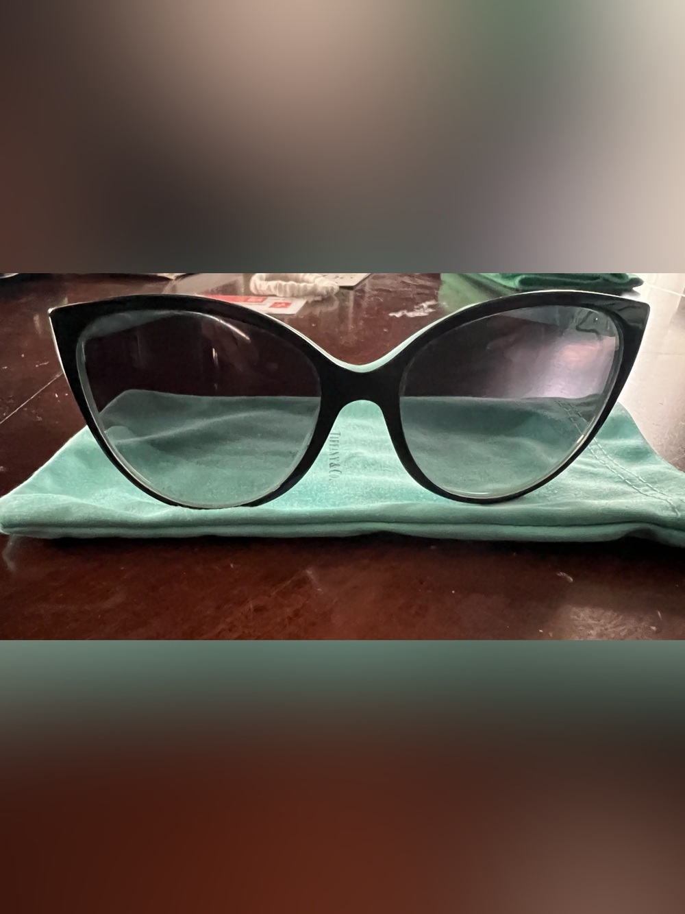 Tiffany & Co. Black Cat-Eye Sunglasses with Gradient Lenses